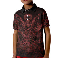 Huginn and Muninn with Fenrir and Vegvisir Kid Polo Shirt Viking Runic Celtic Knot Dark Gothic Art