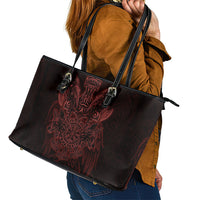 Huginn and Muninn with Fenrir and Vegvisir Leather Tote Bag Viking Runic Celtic Knot Dark Gothic Art
