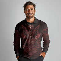 Huginn and Muninn with Fenrir and Vegvisir Long Sleeve Polo Shirt Viking Runic Celtic Knot Dark Gothic Art