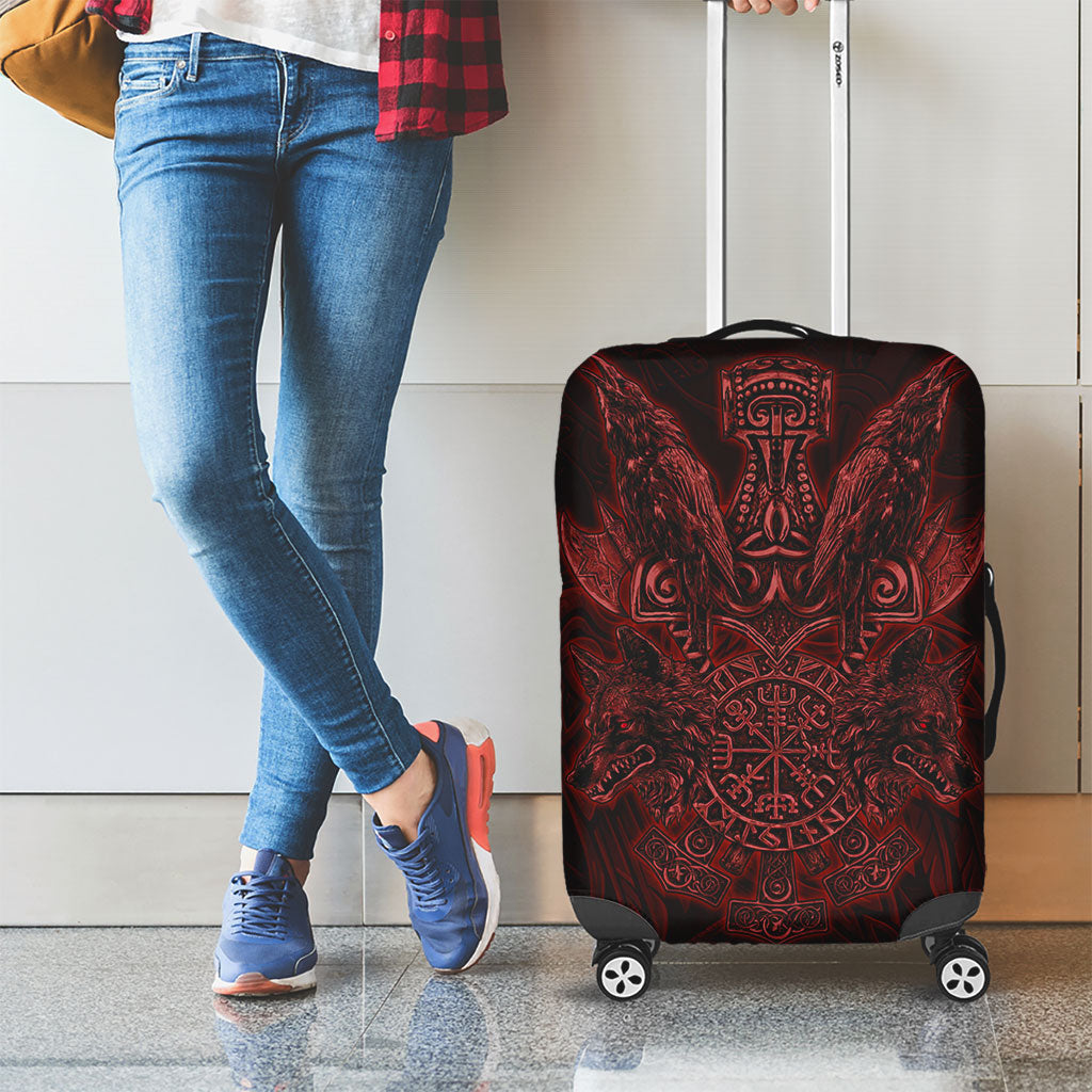 Huginn and Muninn with Fenrir and Vegvisir Luggage Cover Viking Runic Celtic Knot Dark Gothic Art
