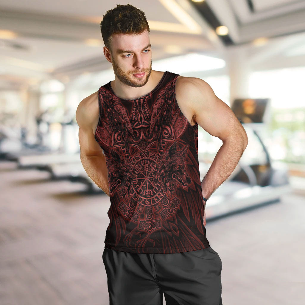 Huginn and Muninn with Fenrir and Vegvisir Men Tank Top Viking Runic Celtic Knot Dark Gothic Art