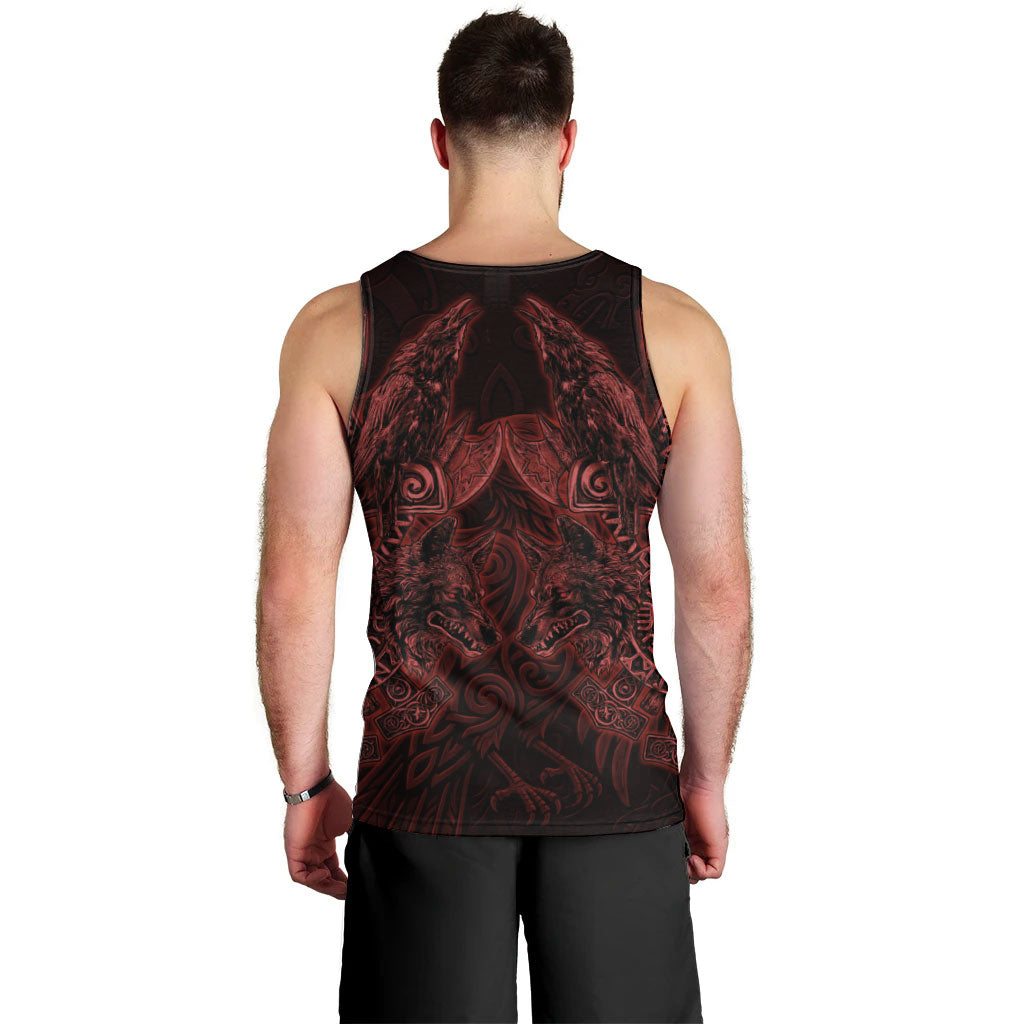 Huginn and Muninn with Fenrir and Vegvisir Men Tank Top Viking Runic Celtic Knot Dark Gothic Art