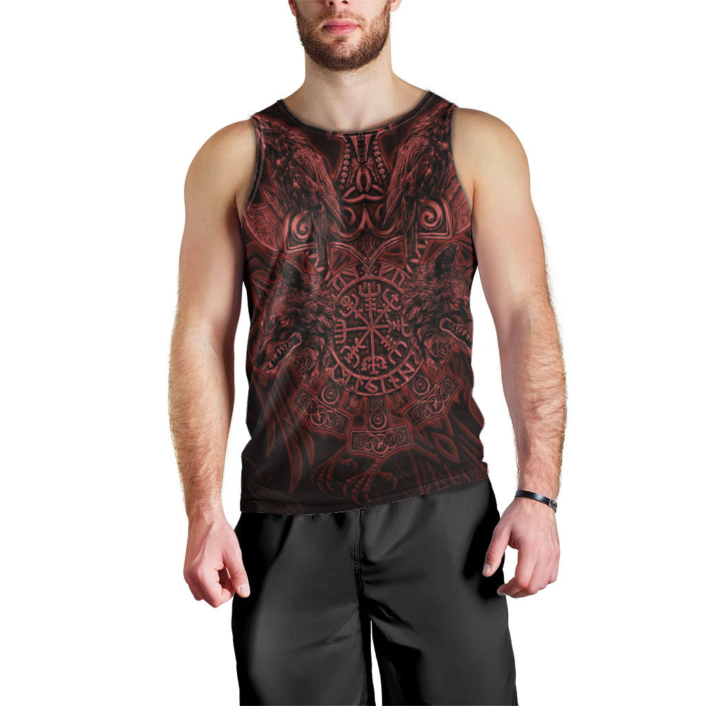 Huginn and Muninn with Fenrir and Vegvisir Men Tank Top Viking Runic Celtic Knot Dark Gothic Art