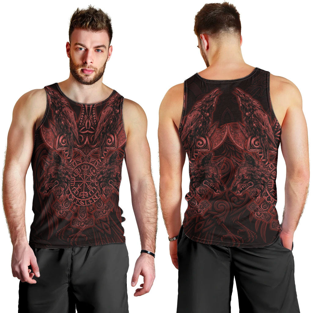 Huginn and Muninn with Fenrir and Vegvisir Men Tank Top Viking Runic Celtic Knot Dark Gothic Art