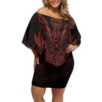 Huginn and Muninn with Fenrir and Vegvisir Off Shoulder Short Dress Viking Runic Celtic Knot Dark Gothic Art