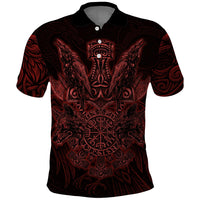 Huginn and Muninn with Fenrir and Vegvisir Polo Shirt Viking Runic Celtic Knot Dark Gothic Art