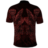 Huginn and Muninn with Fenrir and Vegvisir Polo Shirt Viking Runic Celtic Knot Dark Gothic Art