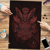 Huginn and Muninn with Fenrir and Vegvisir Puzzle Viking Runic Celtic Knot Dark Gothic Art