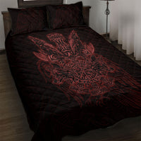 Huginn and Muninn with Fenrir and Vegvisir Quilt Bed Set Viking Runic Celtic Knot Dark Gothic Art
