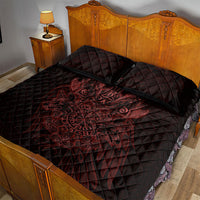 Huginn and Muninn with Fenrir and Vegvisir Quilt Bed Set Viking Runic Celtic Knot Dark Gothic Art