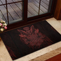 Huginn and Muninn with Fenrir and Vegvisir Rubber Doormat Viking Runic Celtic Knot Dark Gothic Art