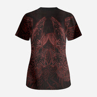 Huginn and Muninn with Fenrir and Vegvisir Scrub Top Viking Runic Celtic Knot Dark Gothic Art