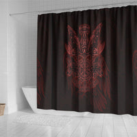 Huginn and Muninn with Fenrir and Vegvisir Shower Curtain Viking Runic Celtic Knot Dark Gothic Art