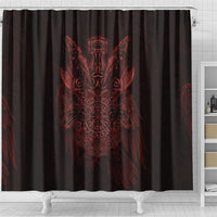 Huginn and Muninn with Fenrir and Vegvisir Shower Curtain Viking Runic Celtic Knot Dark Gothic Art