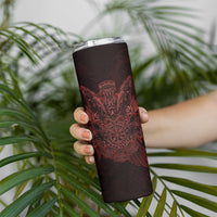 Huginn and Muninn with Fenrir and Vegvisir Skinny Tumbler Viking Runic Celtic Knot Dark Gothic Art