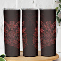 Huginn and Muninn with Fenrir and Vegvisir Skinny Tumbler Viking Runic Celtic Knot Dark Gothic Art