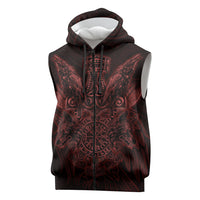 Huginn and Muninn with Fenrir and Vegvisir Sleeveless Zip Hoodie Viking Runic Celtic Knot Dark Gothic Art