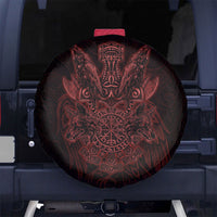 Huginn and Muninn with Fenrir and Vegvisir Spare Tire Cover Viking Runic Celtic Knot Dark Gothic Art