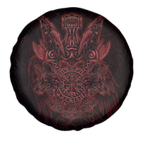 Huginn and Muninn with Fenrir and Vegvisir Spare Tire Cover Viking Runic Celtic Knot Dark Gothic Art