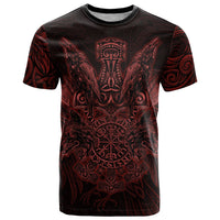 Huginn and Muninn with Fenrir and Vegvisir T Shirt Viking Runic Celtic Knot Dark Gothic Art
