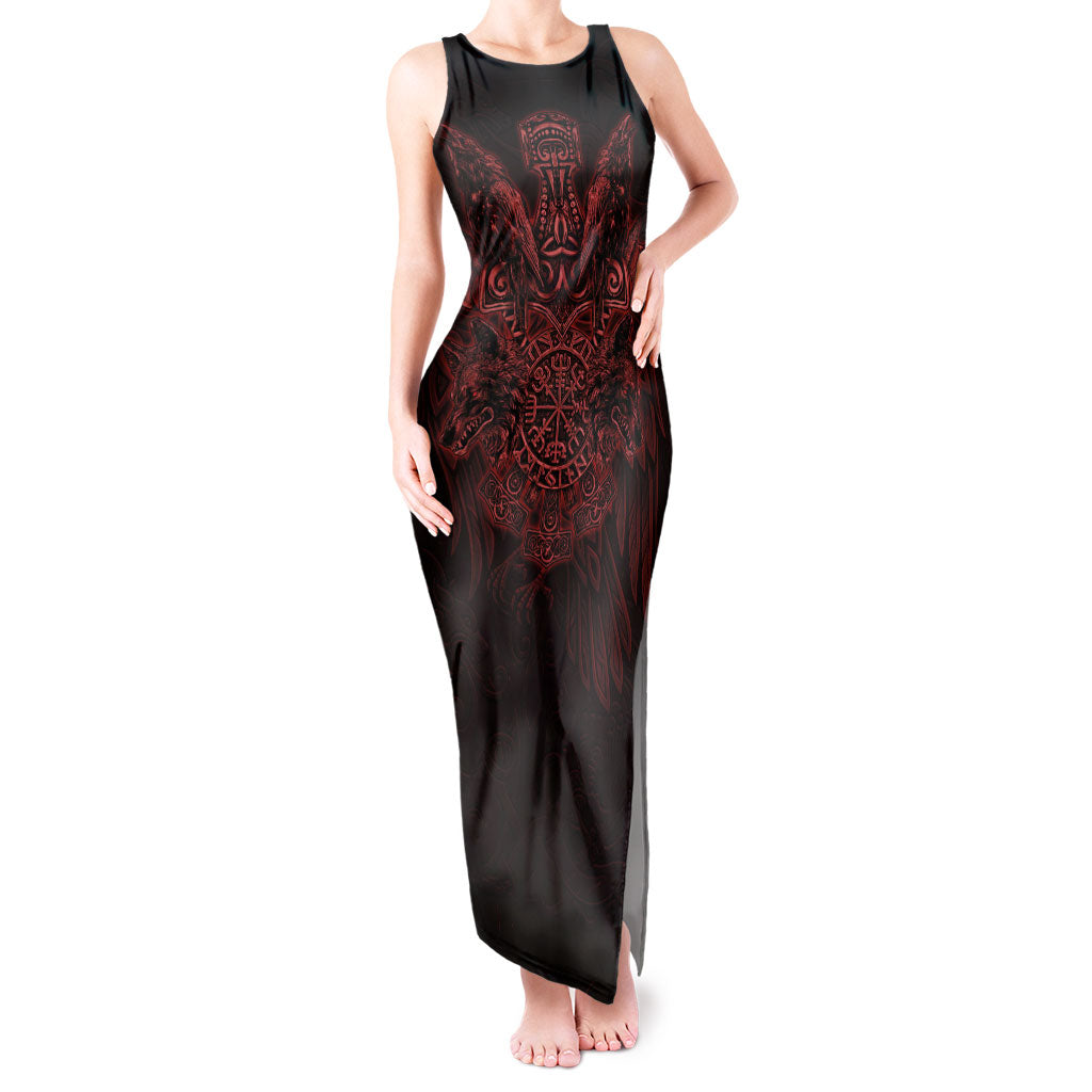 Huginn and Muninn with Fenrir and Vegvisir Tank Maxi Dress Viking Runic Celtic Knot Dark Gothic Art