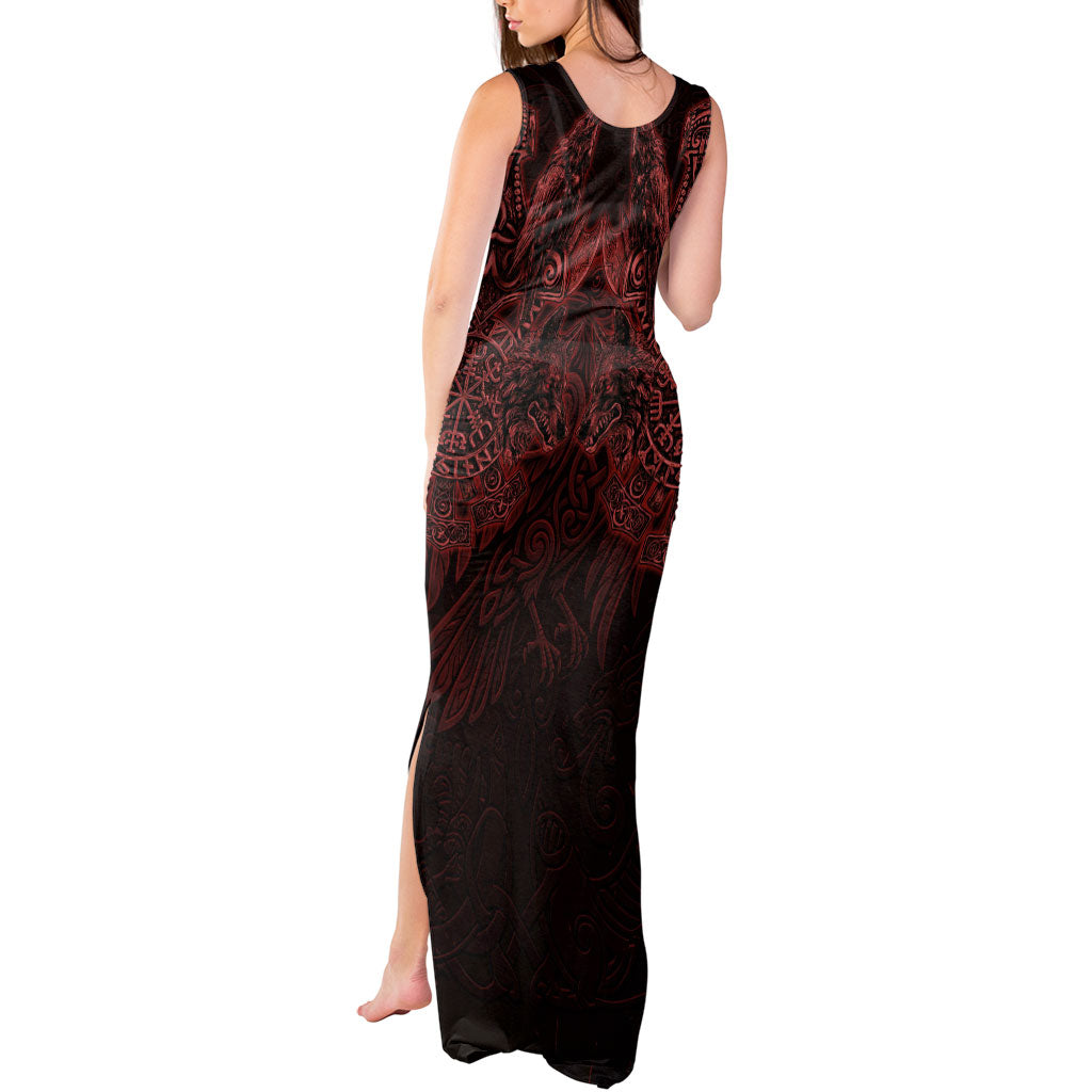 Huginn and Muninn with Fenrir and Vegvisir Tank Maxi Dress Viking Runic Celtic Knot Dark Gothic Art