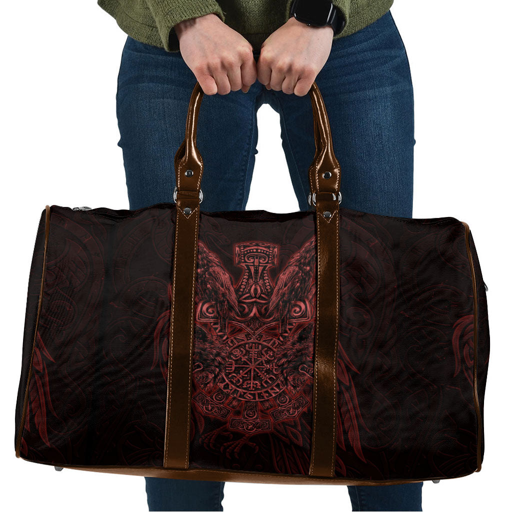 Huginn and Muninn with Fenrir and Vegvisir Travel Bag Viking Runic Celtic Knot Dark Gothic Art