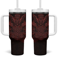Huginn and Muninn with Fenrir and Vegvisir Tumbler With Handle Viking Runic Celtic Knot Dark Gothic Art