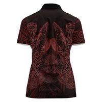 Huginn and Muninn with Fenrir and Vegvisir Women Polo Shirt Viking Runic Celtic Knot Dark Gothic Art