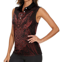 Huginn and Muninn with Fenrir and Vegvisir Women Sleeveless Polo Shirt Viking Runic Celtic Knot Dark Gothic Art