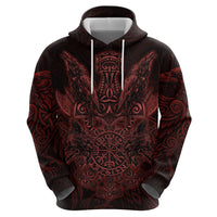 Huginn and Muninn with Fenrir and Vegvisir Zip Hoodie Viking Runic Celtic Knot Dark Gothic Art