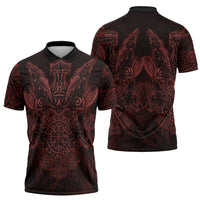 Huginn and Muninn with Fenrir and Vegvisir Zipper Polo Shirt Viking Runic Celtic Knot Dark Gothic Art