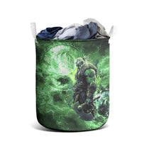 Norse Viking Warrior with Axe Laundry Basket Celtic Knot Nordic Fantasy Lightning Art