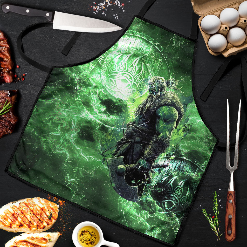 Norse Viking Warrior with Axe Apron Celtic Knot Nordic Fantasy Lightning Art