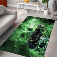 Norse Viking Warrior with Axe Area Rug Celtic Knot Nordic Fantasy Lightning Art