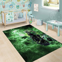 Norse Viking Warrior with Axe Area Rug Celtic Knot Nordic Fantasy Lightning Art