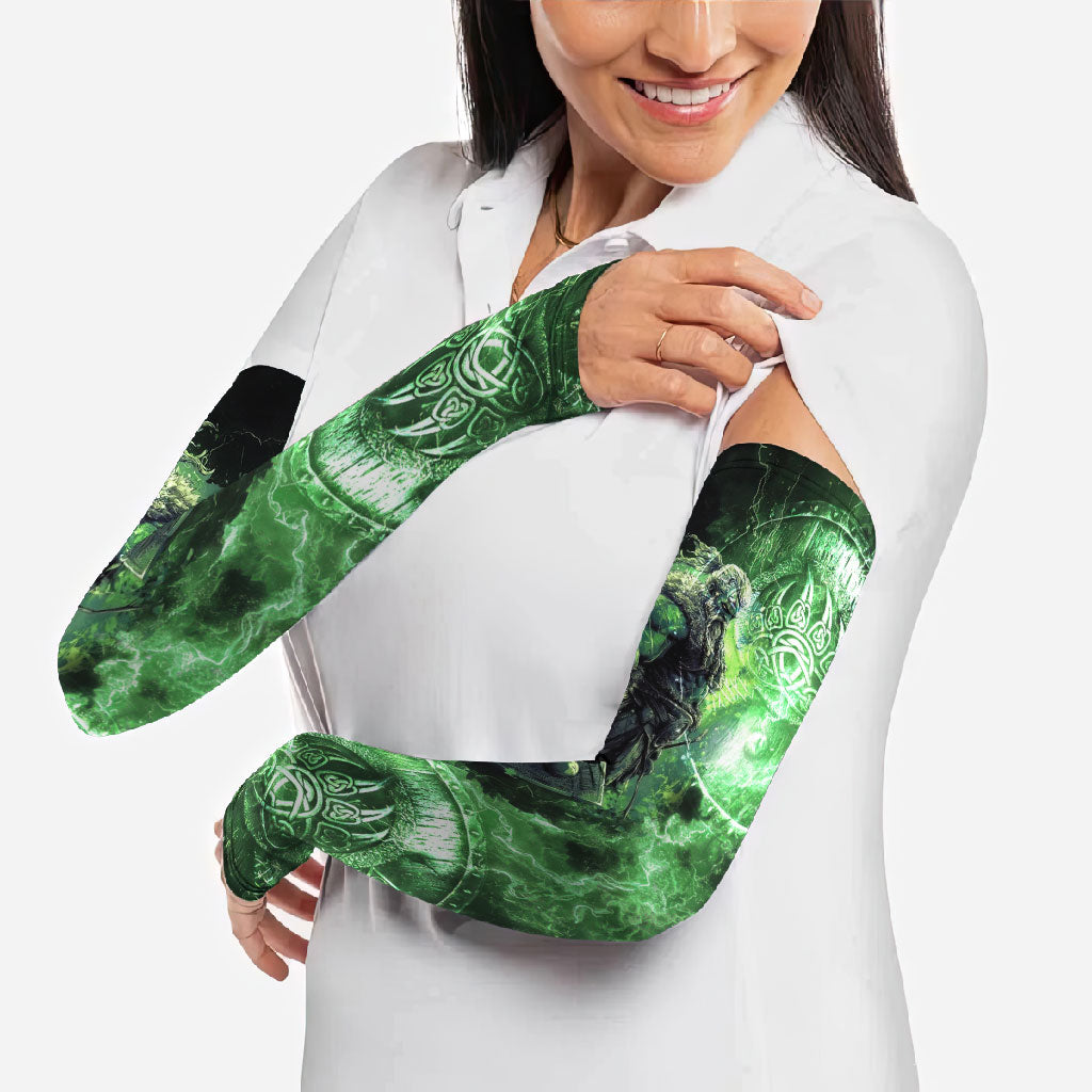 Norse Viking Warrior with Axe Arm Sleeves Celtic Knot Nordic Fantasy Lightning Art