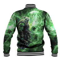 Norse Viking Warrior with Axe Baseball Jacket Celtic Knot Nordic Fantasy Lightning Art