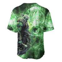Norse Viking Warrior with Axe Baseball Jersey Celtic Knot Nordic Fantasy Lightning Art