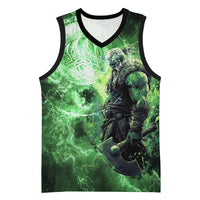 Norse Viking Warrior with Axe Basketball Jersey Celtic Knot Nordic Fantasy Lightning Art