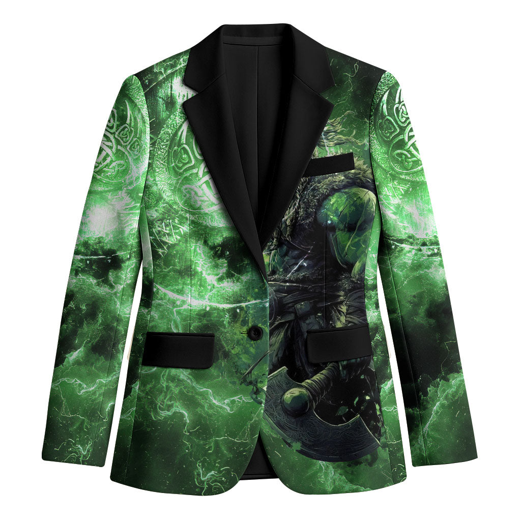 Norse Viking Warrior with Axe Blazer Celtic Knot Nordic Fantasy Lightning Art