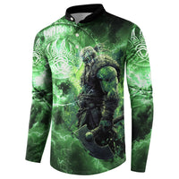 Norse Viking Warrior with Axe Button Sweatshirt Celtic Knot Nordic Fantasy Lightning Art