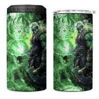 Norse Viking Warrior with Axe 4 in 1 Can Cooler Tumbler Celtic Knot Nordic Fantasy Lightning Art
