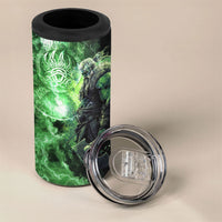 Norse Viking Warrior with Axe 4 in 1 Can Cooler Tumbler Celtic Knot Nordic Fantasy Lightning Art