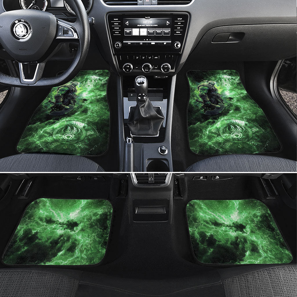 Norse Viking Warrior with Axe Car Mats Celtic Knot Nordic Fantasy Lightning Art