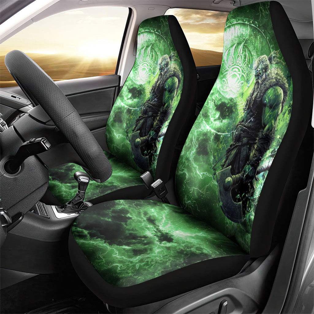 Norse Viking Warrior with Axe Car Seat Cover Celtic Knot Nordic Fantasy Lightning Art