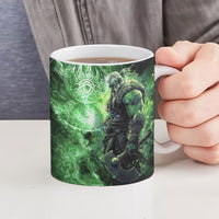 Norse Viking Warrior with Axe Ceramic Mug Celtic Knot Nordic Fantasy Lightning Art