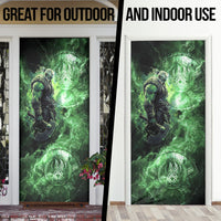 Norse Viking Warrior with Axe Door Cover Celtic Knot Nordic Fantasy Lightning Art