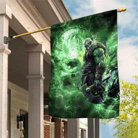 Norse Viking Warrior with Axe Garden Flag Celtic Knot Nordic Fantasy Lightning Art