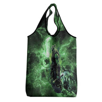 Norse Viking Warrior with Axe Grocery Bag Celtic Knot Nordic Fantasy Lightning Art